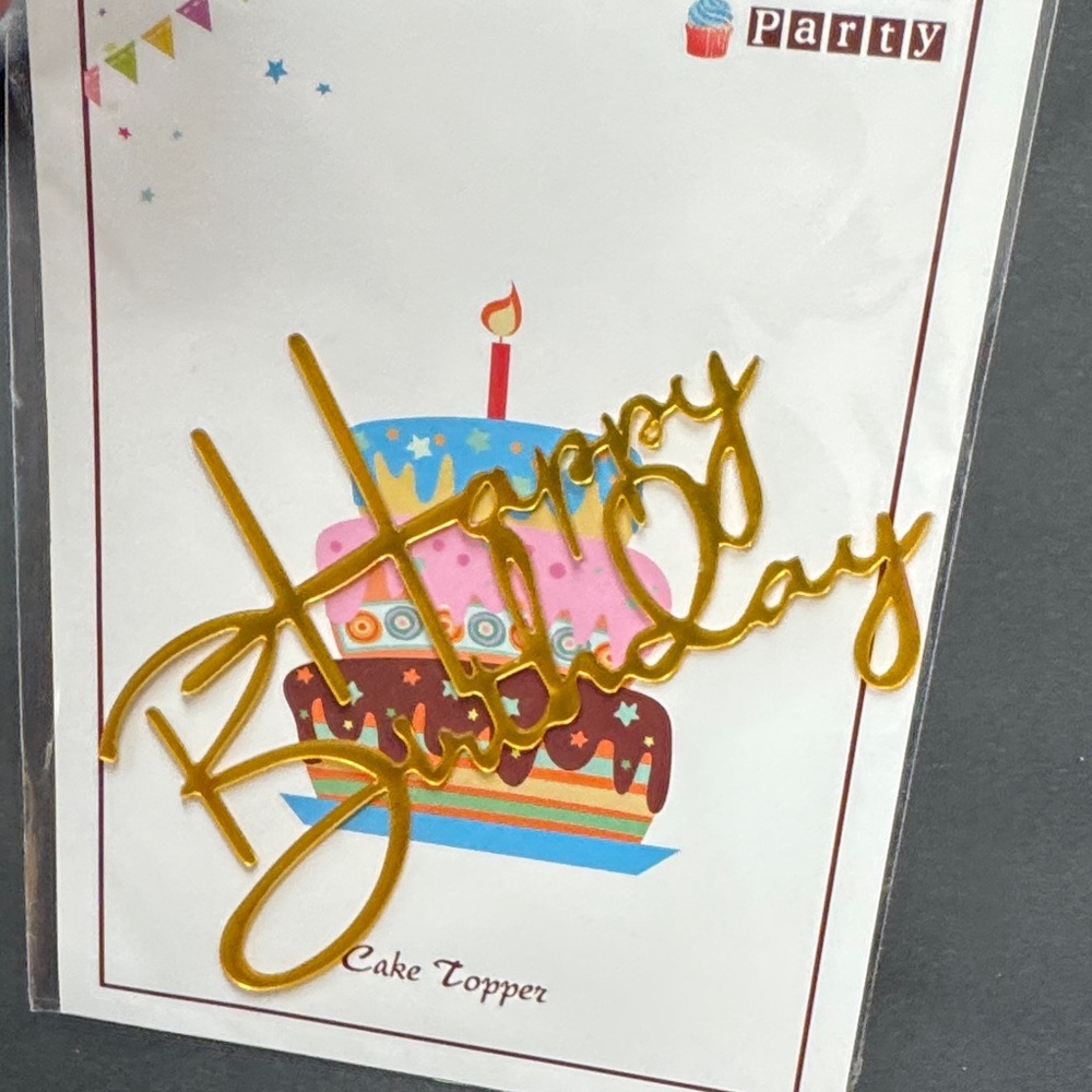 Gold Happy Birthday Cake Topper